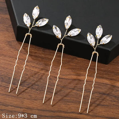 Pearl Rhinestone Flower Hair Pins