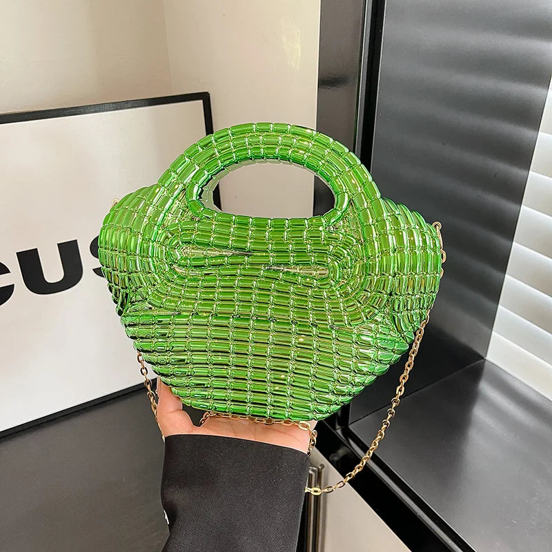 Metallic Acrylic Woven Handbag