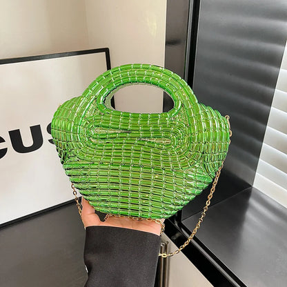 Metallic Acrylic Woven Handbag
