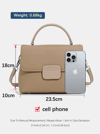 Zency Genuine Cowhide Leather Crossbody Bag