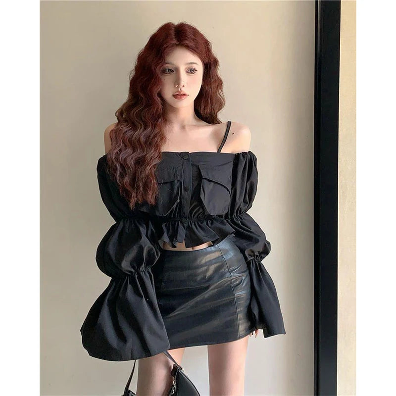 Mexzt Slash Neck Elegant Long Sleeve Blouse