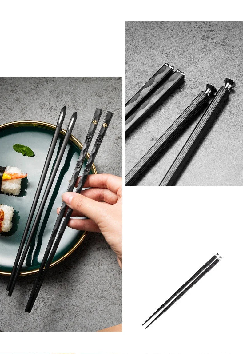 5 Pairs Stainless Steel Non-Slip Chopsticks Set