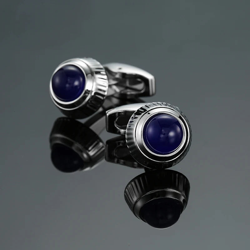 Novelty Luxury Blue White Crystal Cufflinks