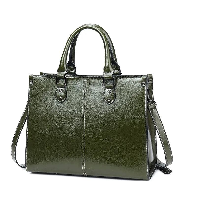 Genuine Leather Tote & Crossbody Handbag