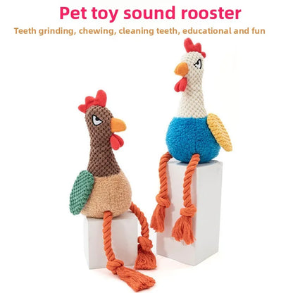 Plush Rooster Dog Toy – Cotton Rope Teeth Cleaning Chew Toy