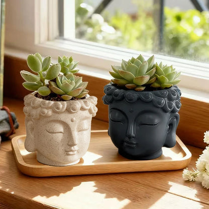 Meditation Face Resin Planter Pot