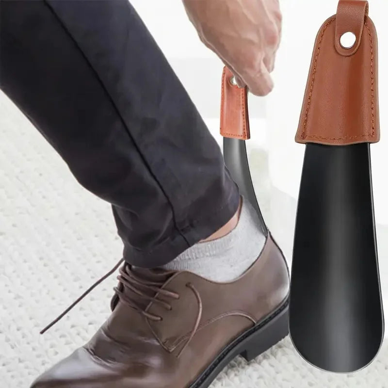 Stainless Steel Shoehorn with Leather Handle