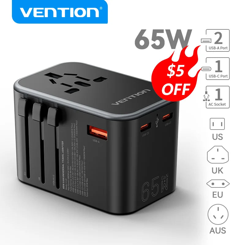 Vention Universal Worldwide Travel Adapter