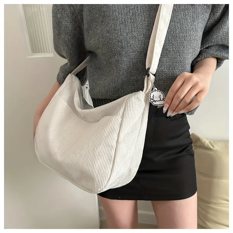 Corduroy Half Moon Shoulder Bag