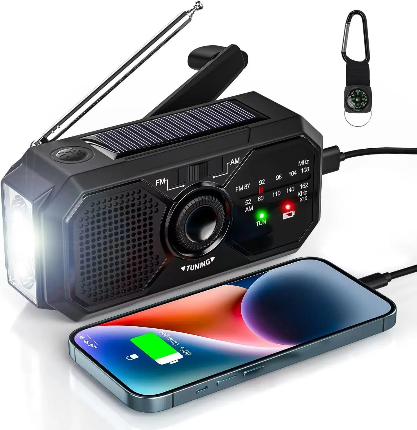 Solar Emergency Radio with Hand Crank & Power Bank