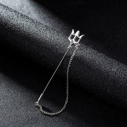 Metal Brooch Long Chain Lapel Pin