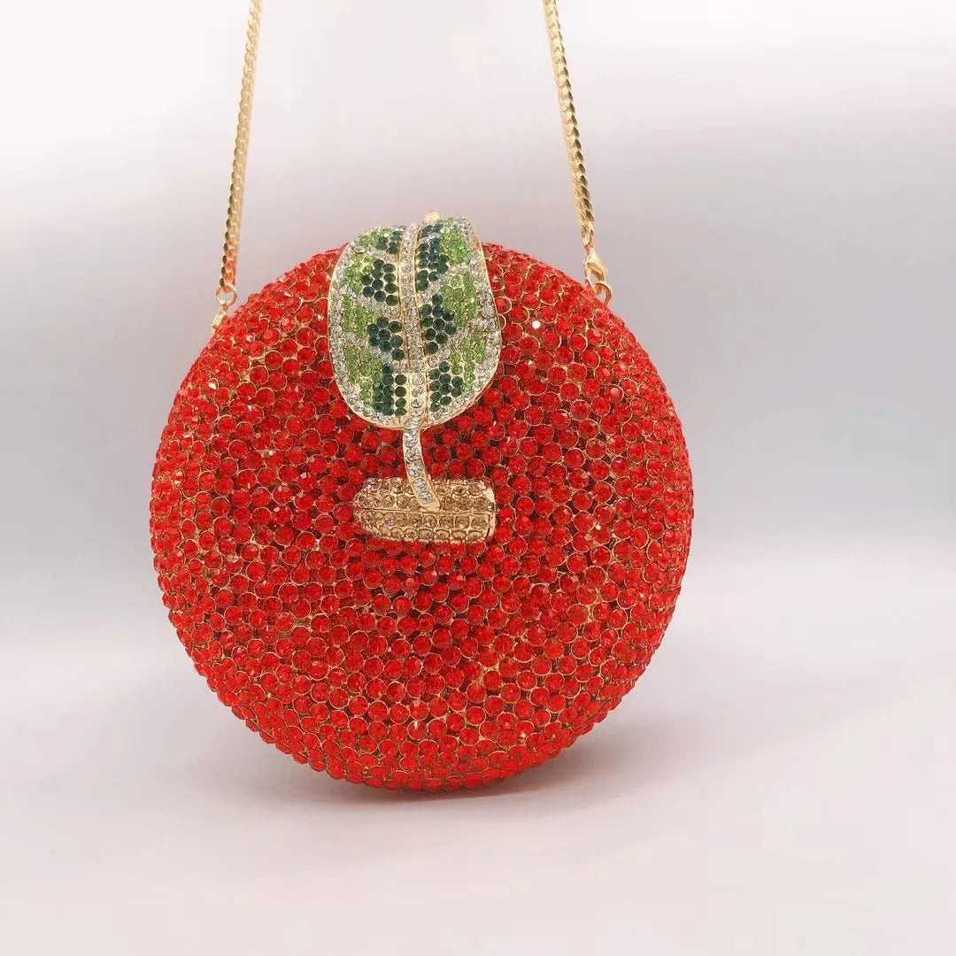 Pumpkin Orange/Champagne Crystal Clutch Bag