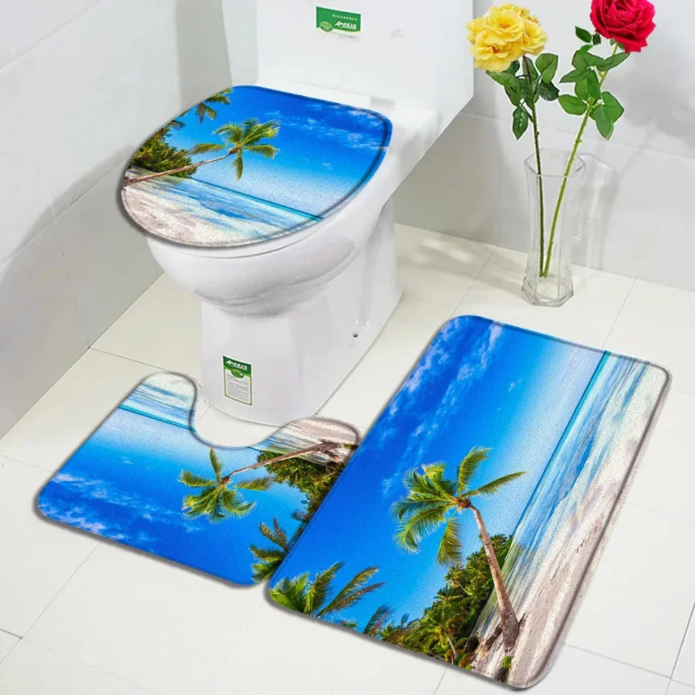 Ocean Seashell Bathroom Mat Set