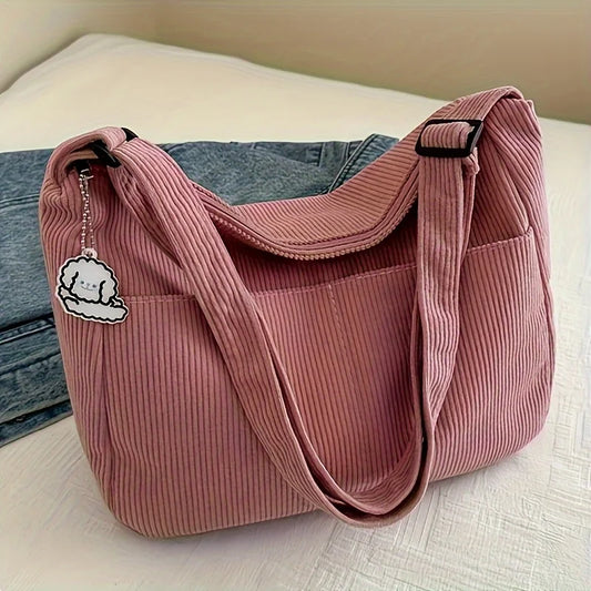 Corduroy Half Moon Shoulder Bag