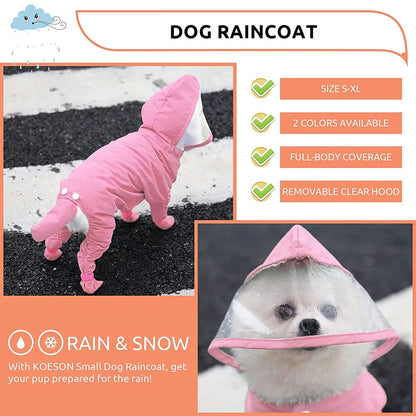 Full Body Dog Raincoat – Waterproof Hooded Pet Rain Jacket