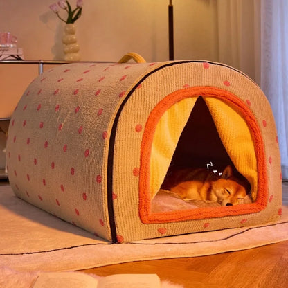 Enclosed Winter Warm Pet Bed House