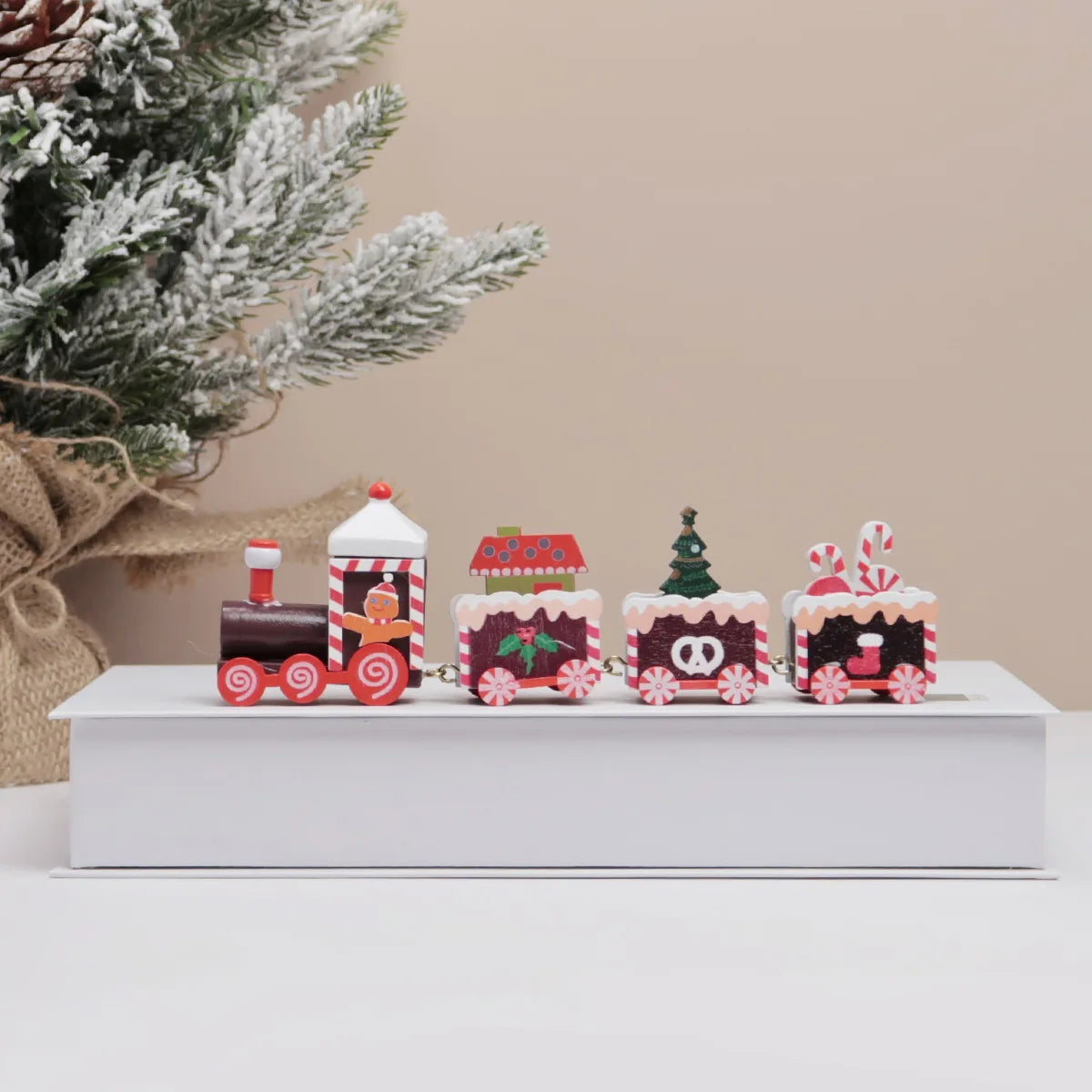 Wooden Christmas Train Tabletop Decoration