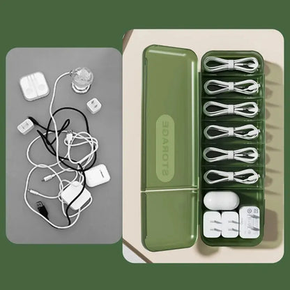 Cable Storage Box with Compartments Organizer