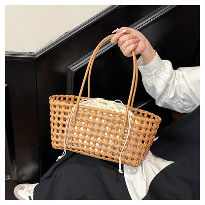 Handwoven Straw Tote Shoulder Bag