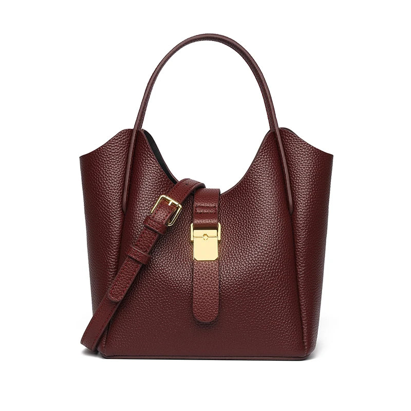 Luxury Cow Leather Messenger Bag with Multiple Compartments