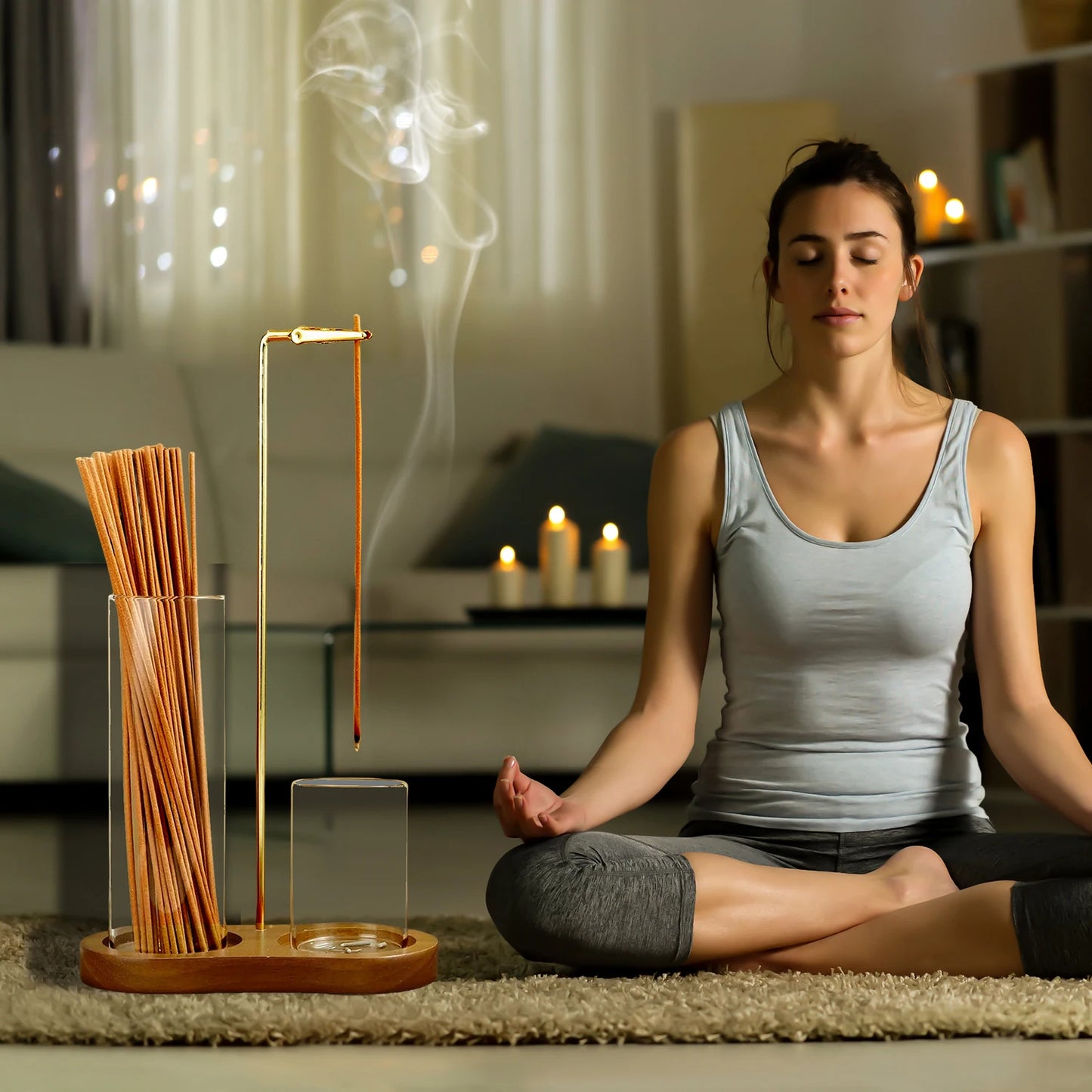 2-in-1 Glass Incense Holder with Ash Catcher