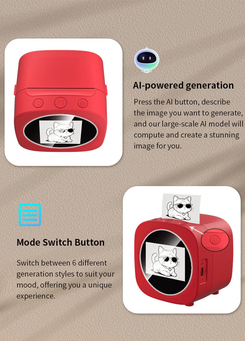 AI Smart Thermal Photo Printer