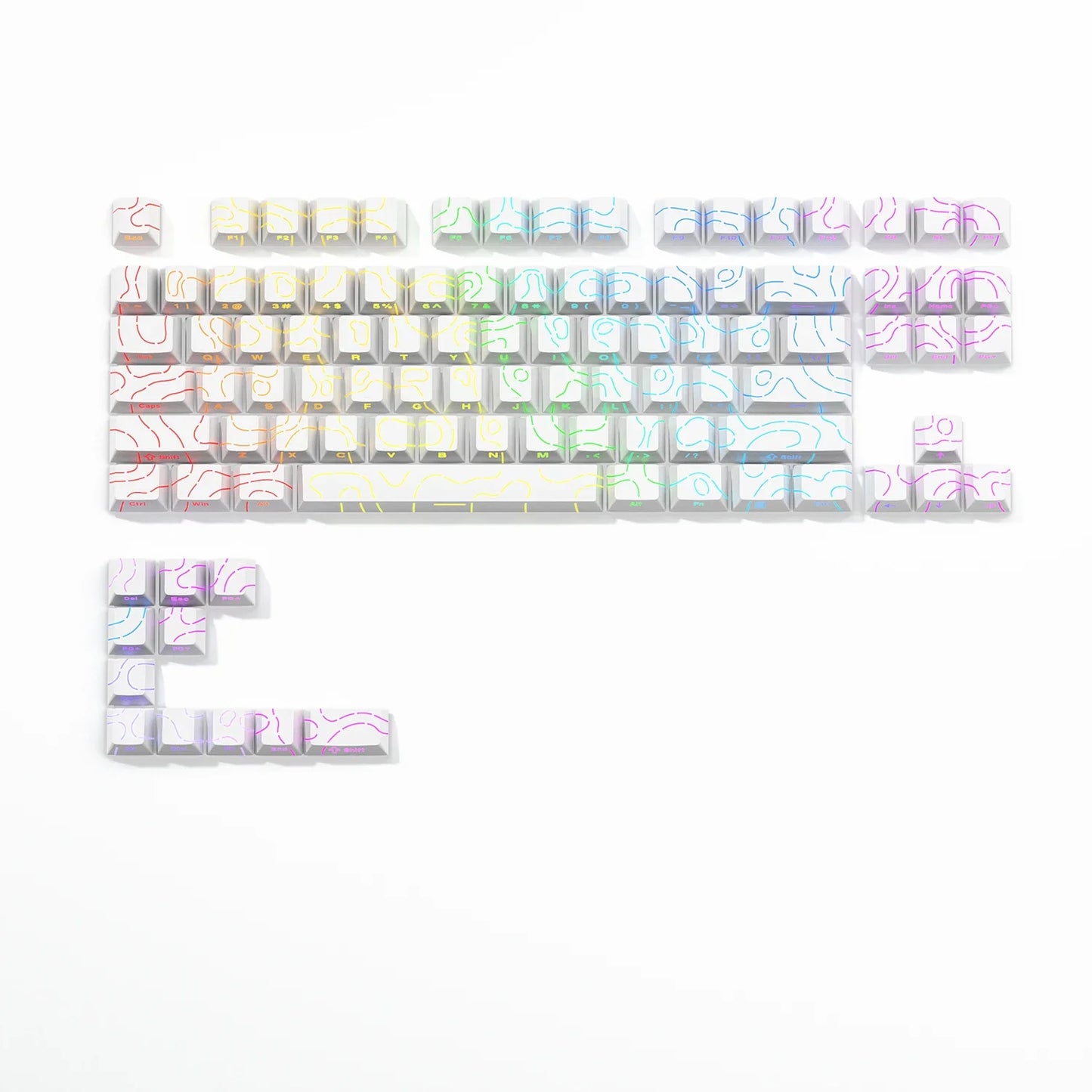 Topographic 4.0 Shine-Through PBT Keycap Set – 98 Keys