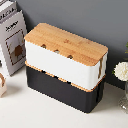 Large Wooden Style Cable Management Box Organizer