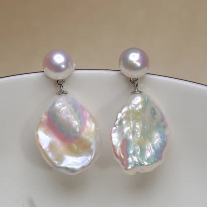 Natural Freshwater Baroque Pearl Silver Earrings
