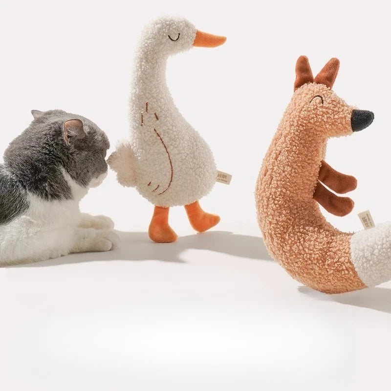 Interactive Plush Animal Chew Toy for Cats & Dogs