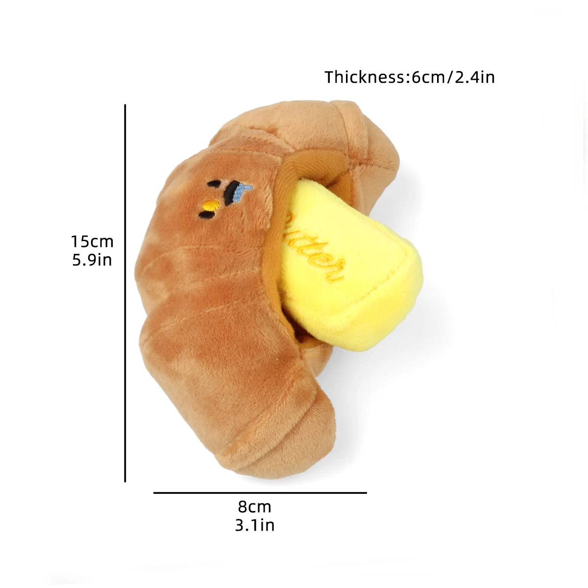 Croissant Plush Dog Toy – Chew & Interactive Puppy Toy