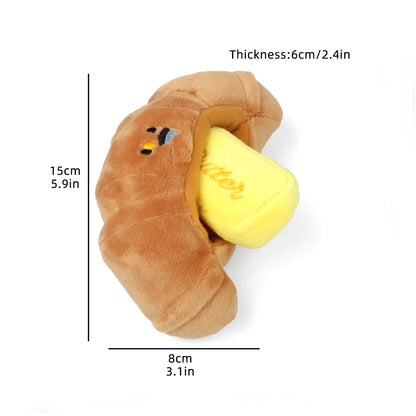 Croissant Plush Dog Toy – Chew & Interactive Puppy Toy