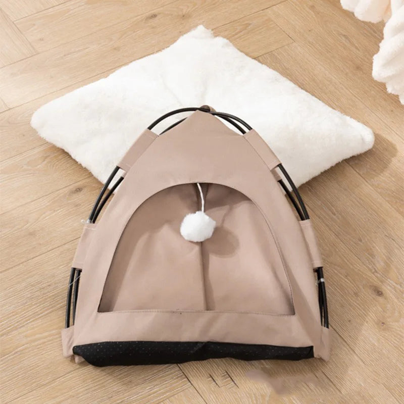 Semi-Enclosed Pet Tent – Foldable Summer Cooling Dog Nest