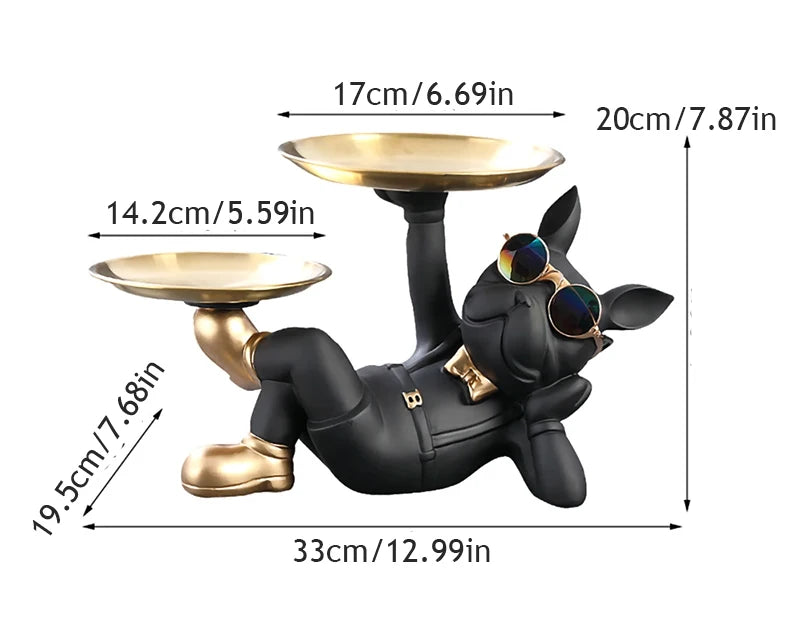 Modern Bulldog Resin Storage Tray Statue