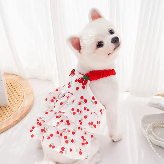 Cherry Print Princess Dress for Dogs & Cats