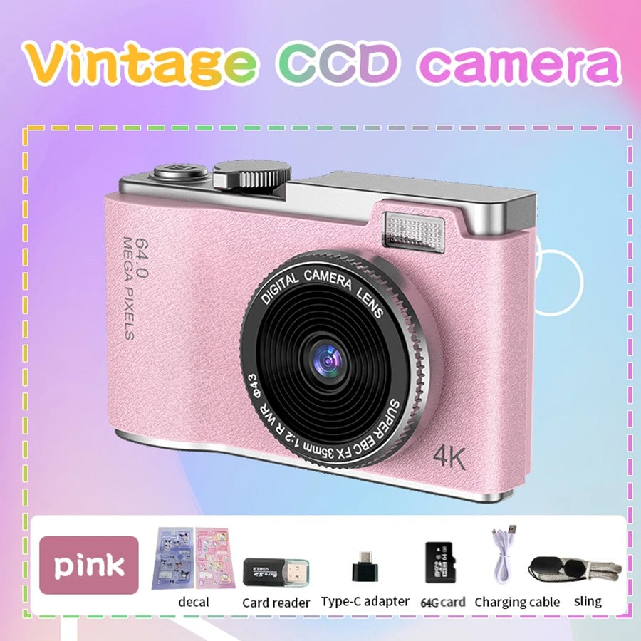 4K Digital Camera with 48MP Autofocus & 64GB SD Card