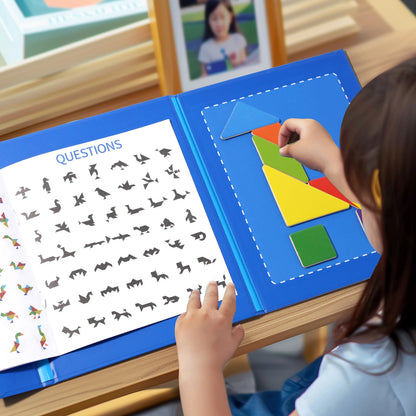 Wooden Jigsaw Magnetic Tangram Puzzle Book