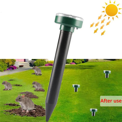 Solar-Powered Ultrasonic Mole, Mouse & Snake Deterrent Stakes