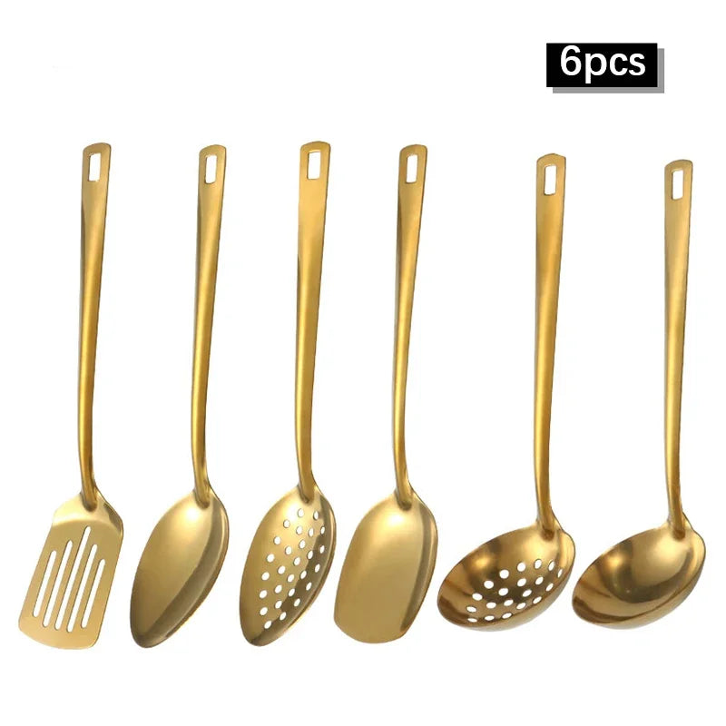 Gold Stainless Steel Kitchen Utensil Set