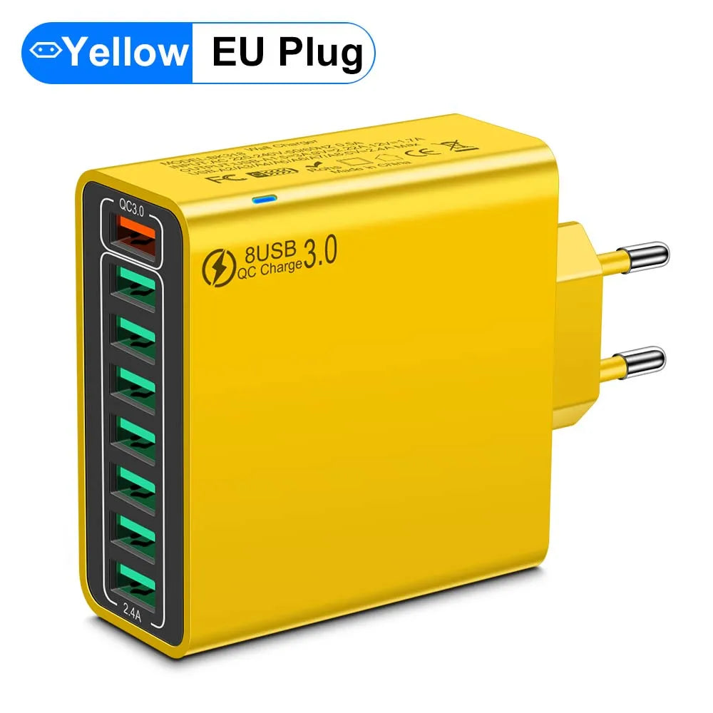 8-Port USB Fast Charging Wall Charger Adapter
