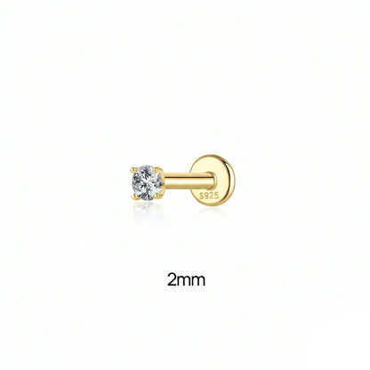925 Sterling Silver Round Moissanite Stud Earring