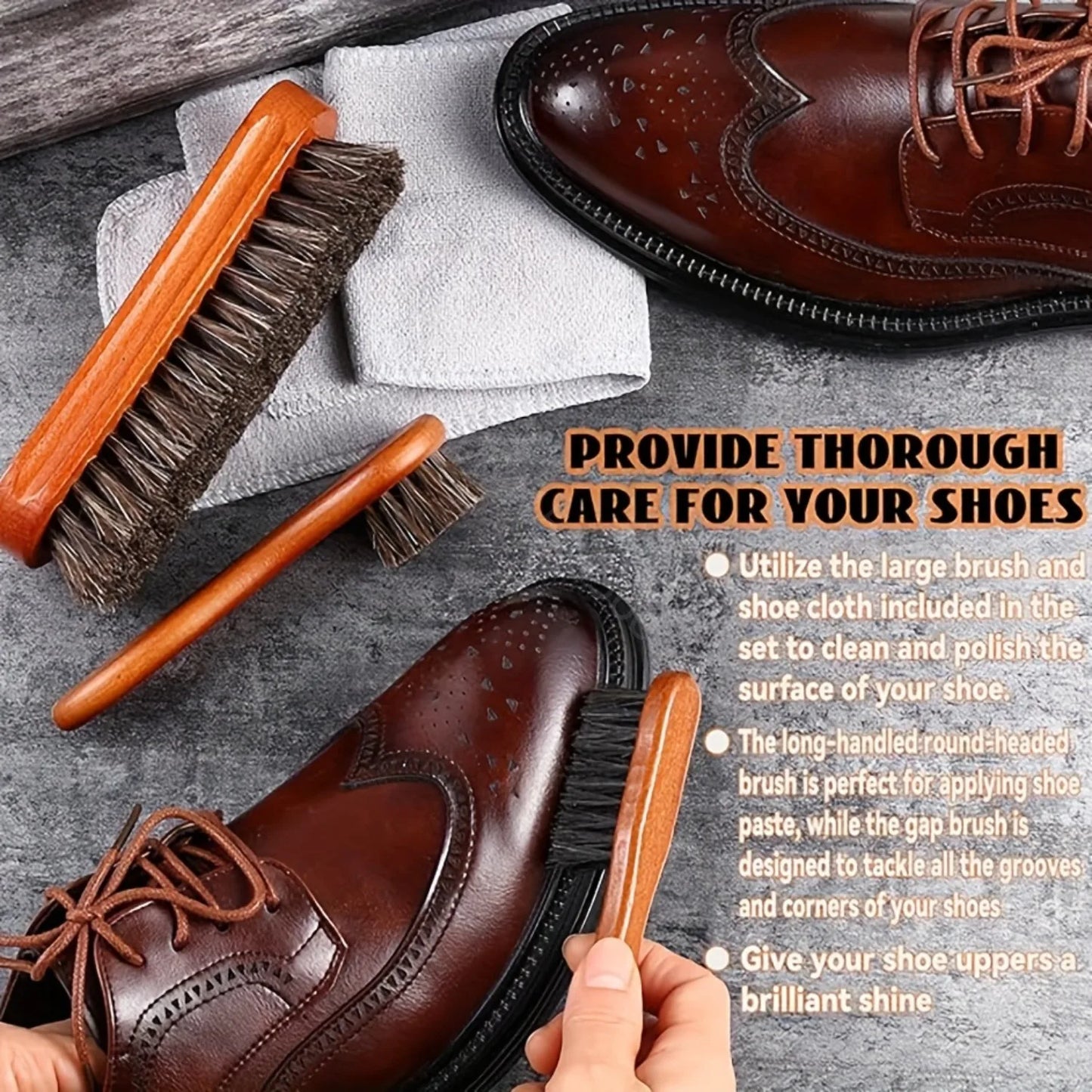 Horsehair Shoe Brush Kit