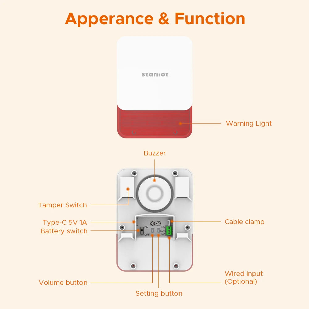 Staniot Wireless Indoor Alarm Siren