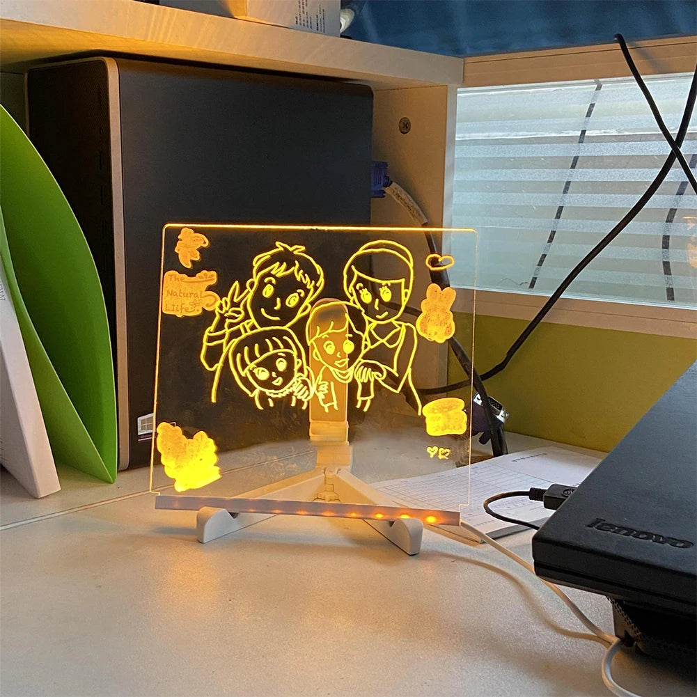 LED Acrylic Message Board with 7 Neon Markers