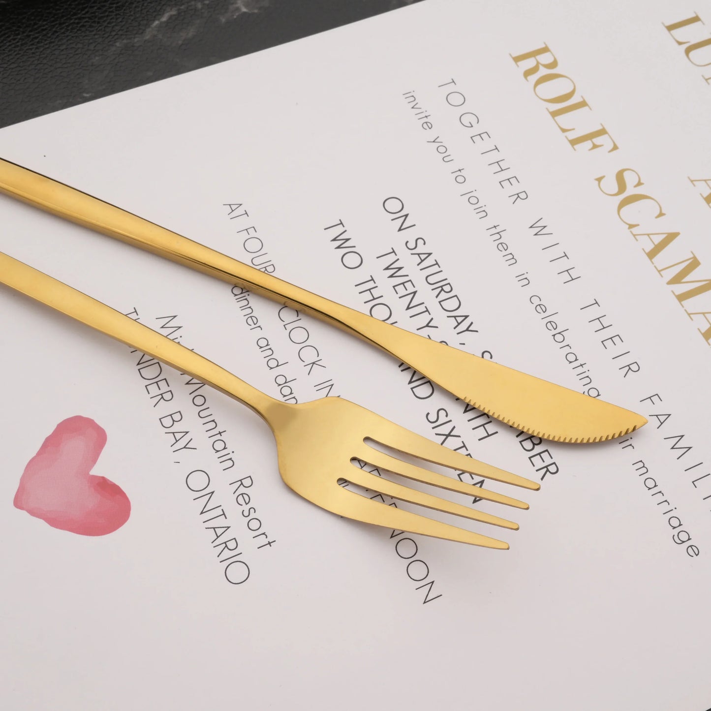 PINKTEN 6-Piece Gold Stainless Steel Dinner Fork Set