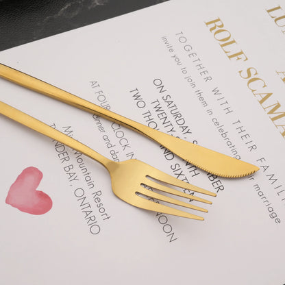 PINKTEN 6-Piece Gold Stainless Steel Dinner Fork Set