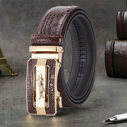 Men’s Crocodile Pattern Automatic Buckle Belt