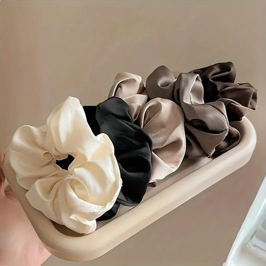 Elegant Solid Color Hair Scrunchies Set