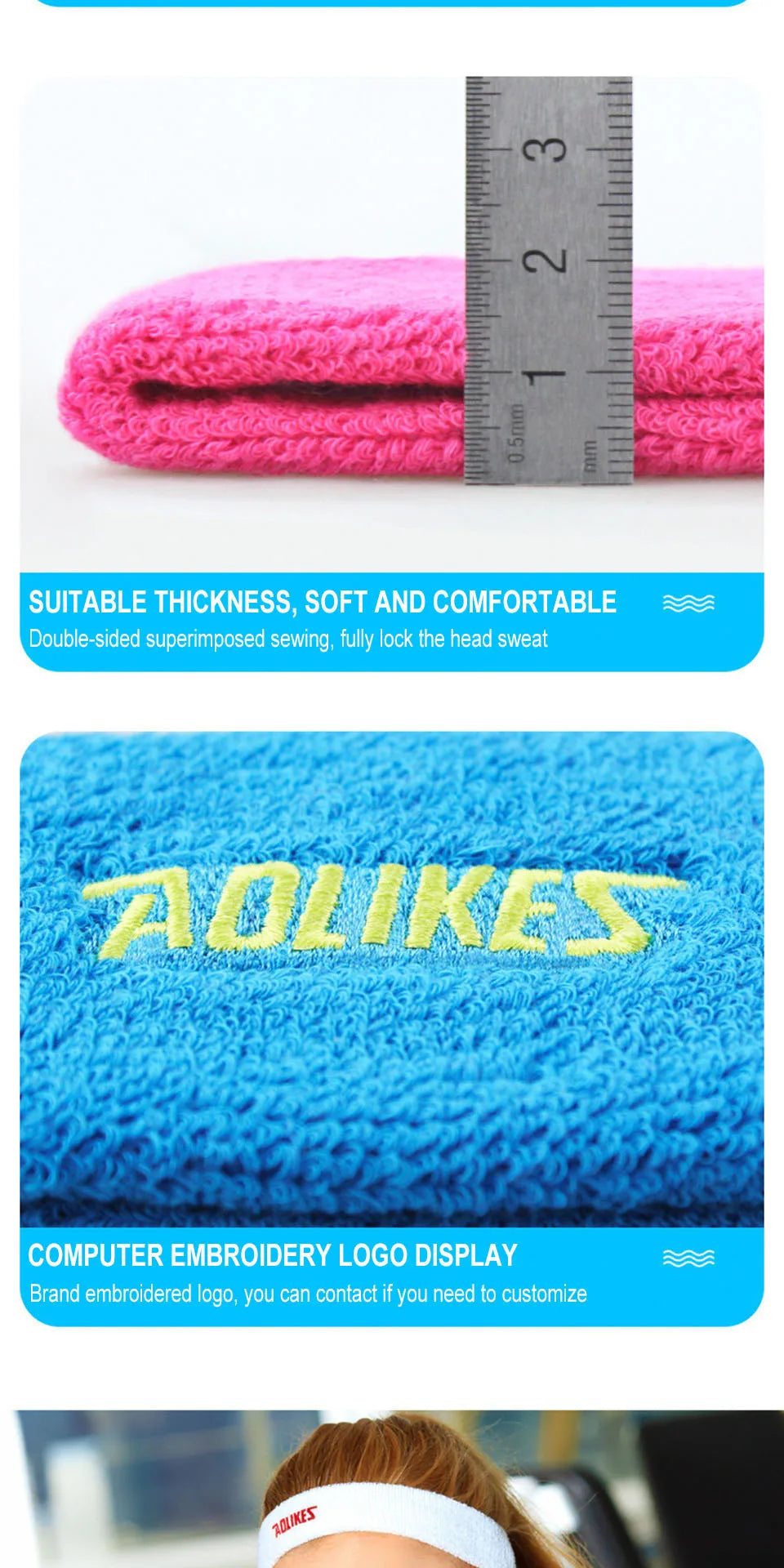 AOLIKES Cotton Sports Sweat Headband