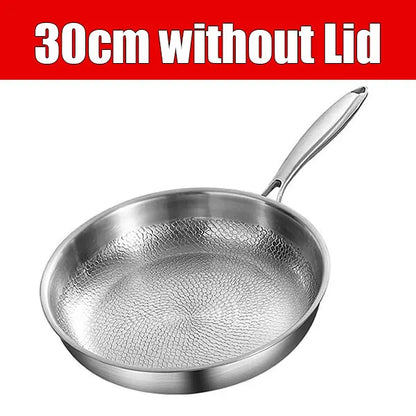 3-Layer Stainless Steel Chef’s Frying Pan with Glass Lid